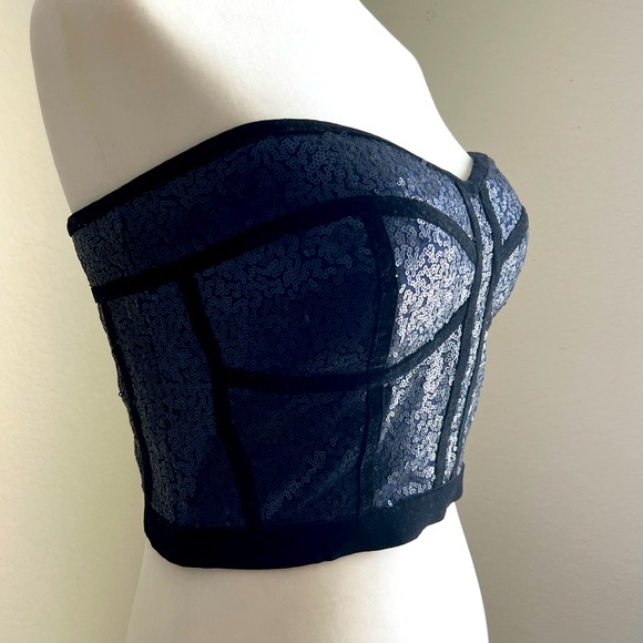 Tadashi Shoji Sequin/Velvet Tube Top - Picture 1 of 7